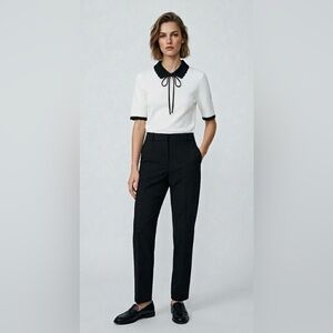 Zara Scalloped Contrast Knit Top